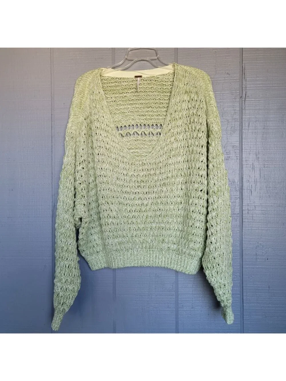 Free People Chunky Knit Sweater Oversized Balloon Sleeve Boho Pullover. Size S
